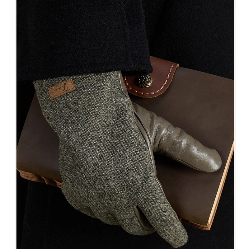 Wool Glove Lined - ถุงมือหน้าจอสัมผัสสำหรับผู้ชาย ฤดูหนาว รัสเซีย กันลม กันหนาว หนังแกะบุขนแกะ